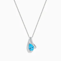 Effy Jewelry Ocean Bleu 14K White Gold Blue Topaz and Diamond Pendant | Necklaces & Pendants