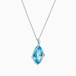 Effy Jewelry Ocean Bleu 14K White Gold Blue Topaz u0026 Diamond Pendant, 7.27 TCW | Necklaces & Pendants