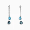 Effy Jewelry Ocean Bleu 14K White Gold Blue Topaz and Diamond Earrings, 4.28 TCW | Earrings