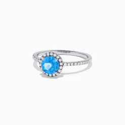 BH Multi Ocean Bleu 14K White Gold Blue Topaz and Diamond Ring, 1.12 TCW | Rings