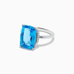 Effy Jewelry Ocean Bleu 14K White Gold Blue Topaz and Diamond Ring | Rings