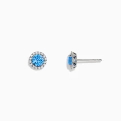 BH Multi Ocean Bleu 14K White Gold Blue Topaz and Diamond Earrings, 1.32 TCW | Earrings