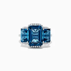 BH Multi Ocean Bleu 14K White Gold London Blue Topaz and Diamond Ring, 8.72 TCW | Rings