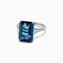 BH Multi Ocean Bleu 14K White Gold London Blue Topaz and Diamond Ring, 8.98 TCW | Rings