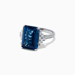 BH Multi Ocean Bleu 14K White Gold London Blue Topaz and Diamond Ring, 8.92 TCW | Rings