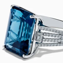 Effy Jewelry Ocean Bleu 14K White Gold London Blue Topaz and Diamond Cocktail Ring | Rings