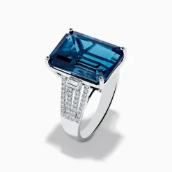 Effy Jewelry Ocean Bleu 14K White Gold London Blue Topaz and Diamond Cocktail Ring | Rings