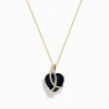 Effy Jewelry Ocean Bleu 14K Yellow Gold Blue Topaz and Diamond Heart Pendant | Necklaces & Pendants
