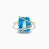 Effy Jewelry Ocean Bleu 14K Yellow Gold Blue Topaz and Diamond Ring | Rings