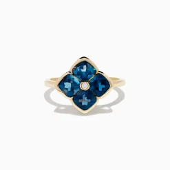 Effy Jewelry Ocean Bleu 14K Yellow Gold London Blue Topaz and Diamond Ring | Rings