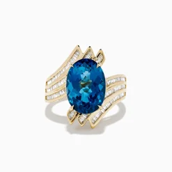 Effy Jewelry Ocean Bleu 14K Yellow Gold London Blue Topaz and Diamond Ring | Rings