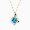 Effy Jewelry Ocean Bleu 14K Yellow Gold Blue Topaz and Diamond Pendant | Necklaces & Pendants