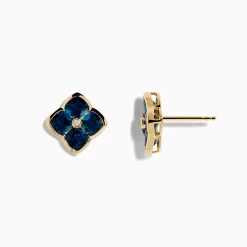 Effy Jewelry Ocean Bleu 14K Yellow Gold London Blue Topaz and Diamond Earrings | Earrings