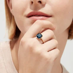 Effy Jewelry Ocean Bleu 14K Yellow Gold London Blue Topaz u0026 Diamond Ring, 4.54 TCW | Rings