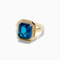 BH Multi Ocean Bleu 14K Yellow Gold London Bleu and Diamond Ring | Rings