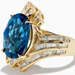 Effy Jewelry Ocean Bleu 14K Yellow Gold London Blue Topaz and Diamond Ring | Rings
