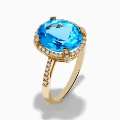 Effy Jewelry Ocean Bleu 14K Yellow Gold Blue Topaz Ring | Rings