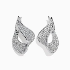 BH Multi Pave Classica 14 Karat White Gold Diamond Earrings, 2.25 TCW | Earrings