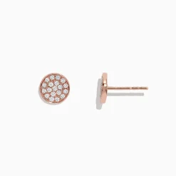 Effy Jewelry Pave Classica 14K Rose Gold Diamond Stud Earrings, 0.38 TCW | Earrings
