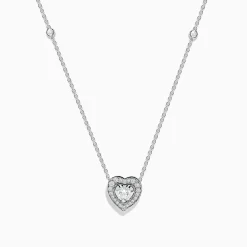 Effy Jewelry Pave Classica 14K White Gold Diamond Heart Necklace | Necklaces & Pendants