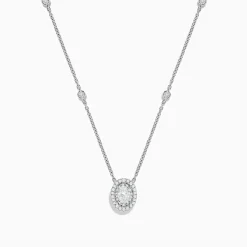 Effy Jewelry Pave Classica 14K White Gold Diamond Oval Necklace | Necklaces & Pendants