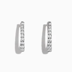 Effy Jewelry Pave Classica 14K White Gold 3/4"Diamond Hoop Earrings, 0.49 TCW | Earrings