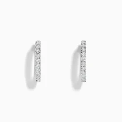 Effy Jewelry Pave Classica 14k White Gold 5/8" Diamond Hoop Earrings 0.49 TCW | Earrings