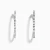 Effy Jewelry Pave Classica 14K White Gold 1 1/2" Diamond Inside-Out Hoop Earrings 3.19 TCW | Earrings