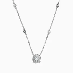 Effy Jewelry Pave Classica 14K White Gold Diamond Station Cluster Pendant Necklace, 0.82 TCW | Necklaces & Pendants