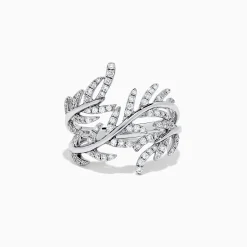 Effy Jewelry Pave Classica 14K White Gold Diamond Wrapped Leaf Ring, 0.62 TCW | Rings