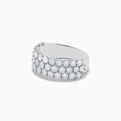 Effy Jewelry Pave Classica 14K White Gold Three Row Diamond Band 2.90 TCW | Rings