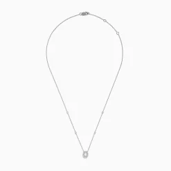 Effy Jewelry Pave Classica 14K White Gold Diamond Oval Necklace | Necklaces & Pendants