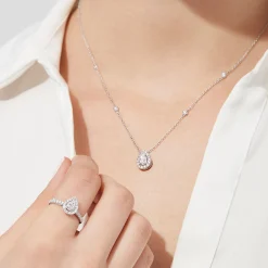 Effy Jewelry Pave Classica 14K White Gold Diamond Pear Shaped Necklace, 0.38 TCW | Necklaces & Pendants