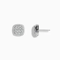 Effy Jewelry Pave Classica 14K White Gold Diamond Square Stud Earrings | Earrings