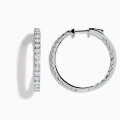 Effy Jewelry Pave Classica 14K White Gold 1" Diamond Inside-Out Hoop Earrings 1.96 TCW | Earrings