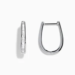 Effy Jewelry Pave Classica 14K White Gold 7/8" Diamond Hoop Earrings 0.46 TCW | Earrings