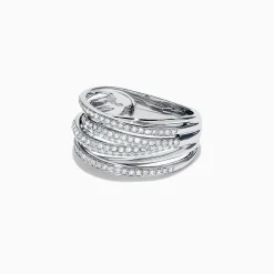 Effy Jewelry Pave Classica 14K White Gold Diamond Crossover Ring, 0.54 TCW | Rings