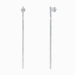 Effy Jewelry Pave Classica 14K White Gold Diamond Vertical Earrings, 0.35 TCW | Earrings