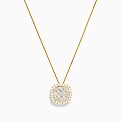Effy Jewelry Pave Classica 14K Yellow Gold Square Diamond Pendant 0.98 TCW | Necklaces & Pendants