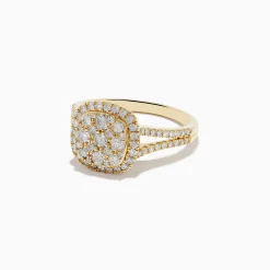 Effy Jewelry Pave Classica 14K Yellow Gold Square Diamond Ring 0.97 TCW | Rings