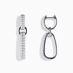 Effy Jewelry Pave 14K White Gold Diamond Interlocking Hoop Earrings | Earrings