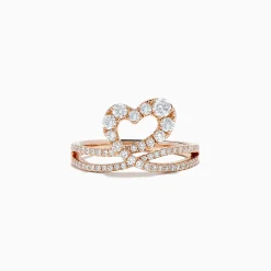 BH Multi Pave Rose 14K Gold Diamond Heart Ring, 0.66 TCW | Rings