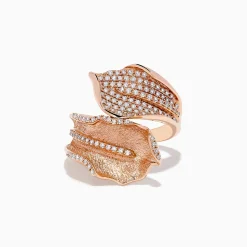 Effy Jewelry Pave Rose 14k Rose Gold Diamond Leaf Ring | Rings