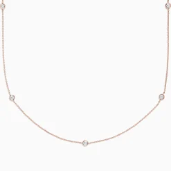 BH Multi Pave Rose 14K Rose Gold Diamond Station Necklace, 0.62 TCW | Necklaces & Pendants