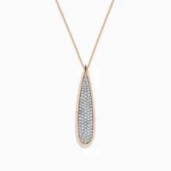 BH Multi Pave Rose 14K Rose Gold Diamond Drop Pendant, 0.45 TCW | Necklaces & Pendants