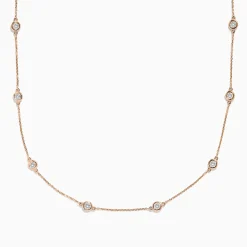 BH Multi Pave Rose 14K Rose Gold Diamond Station Necklace 1.50 TCW | Necklaces & Pendants