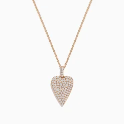Effy Jewelry Pave Rose 14K Rose Gold Diamond Heart Pendant | Necklaces & Pendants