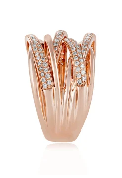 Effy Jewelry Pave Rose 14K Rose Gold Diamond Cross Over Ring, 0.53 TCW | Rings