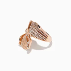 Effy Jewelry Pave Rose 14k Rose Gold Diamond Leaf Ring | Rings