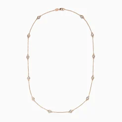BH Multi Pave Rose 14K Rose Gold Diamond Station Necklace 1.50 TCW | Necklaces & Pendants